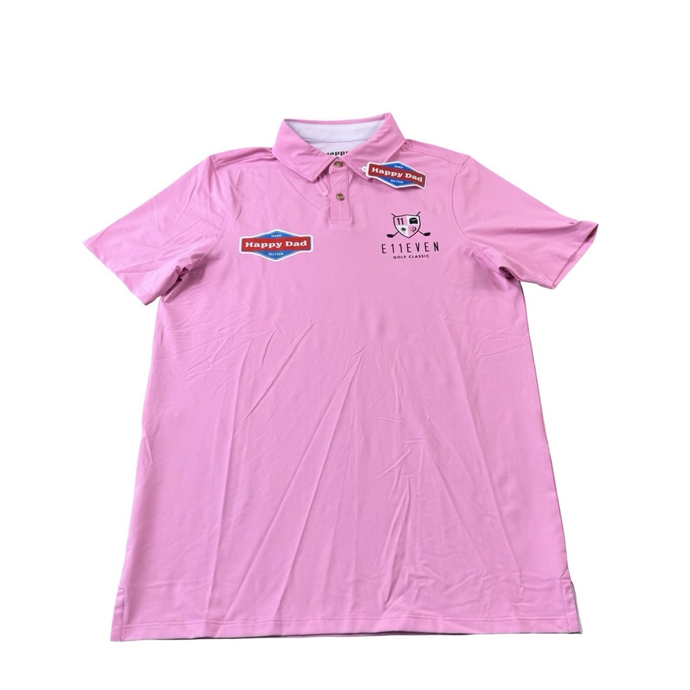 Happy Dad Pink E11EVEN Golf Classic Performance Polo Shirt Size XS NWT